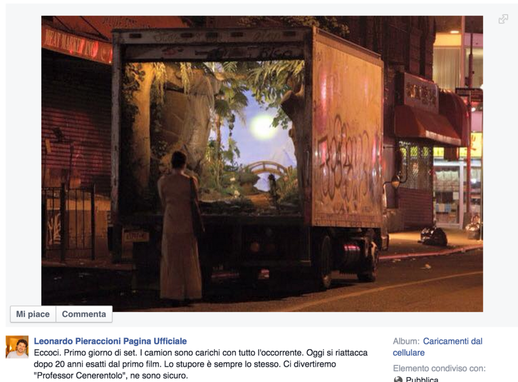 Leonardo Pieraccioni posta su Facebook, foto dal set "Il Professore Cenerentolo"