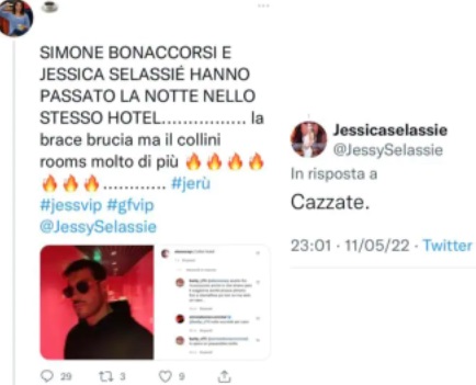Jessica Sélassié nega flirt con Simone Bonaccorsi