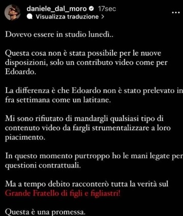 IG stories Daniele Dal Moro